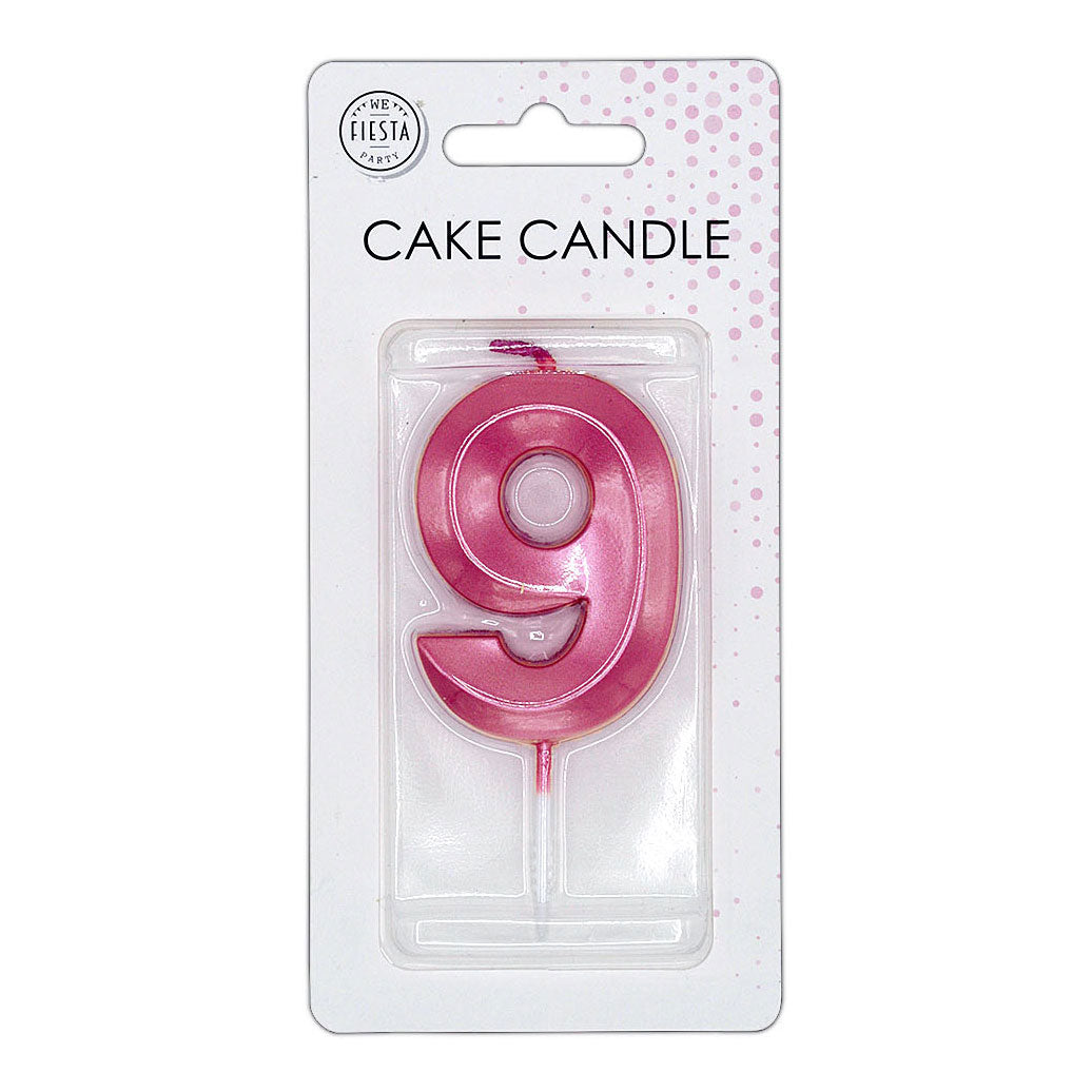 Globos taartkaars 6cm metallic licht roze no. 9