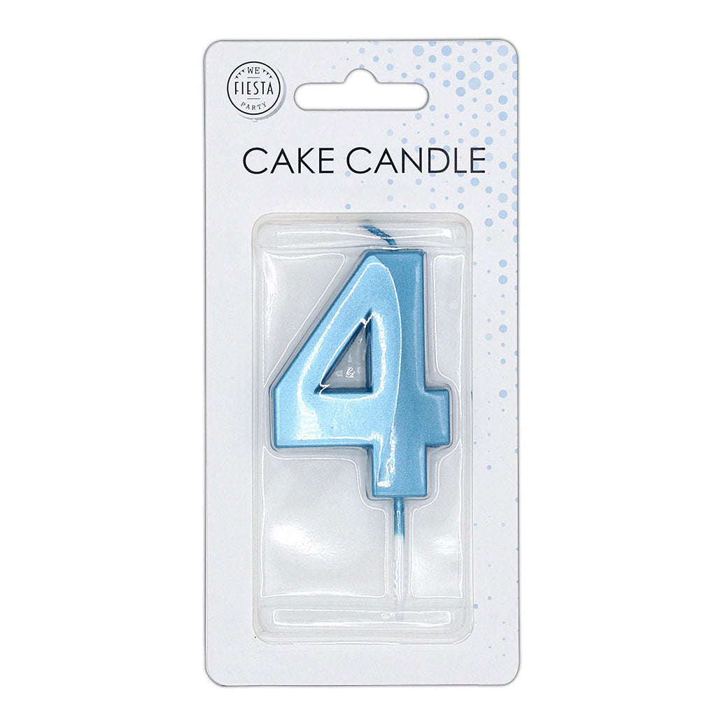Globos taartkaars 6cm metallic licht blauw no. 4