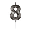 Globos taartkaars 6cm metallic zwart no. 8