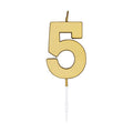 Globos taartkaars 4,5cm metallic goud no. 5