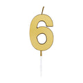 Globos taartkaars 4,5cm metallic goud no. 6