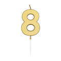 Globos taartkaars 4,5cm metallic goud no. 8
