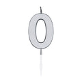 Globos taartkaars 4,5cm metallic zilver no. 0
