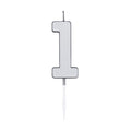 Globos taartkaars 4,5cm metallic zilver no. 1