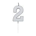 Globos taartkaars 4,5cm metallic zilver no. 2