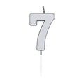 Globos taartkaars 4,5cm metallic zilver no. 7