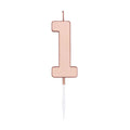 Globos taartkaars 4,5cm metallic rose goud no. 1