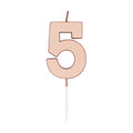 Globos taartkaars 4,5cm metallic rose goud no. 5