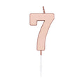 Globos taartkaars 4,5cm metallic rose goud no. 7