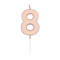 Globos taartkaars 4,5cm metallic rose goud no. 8