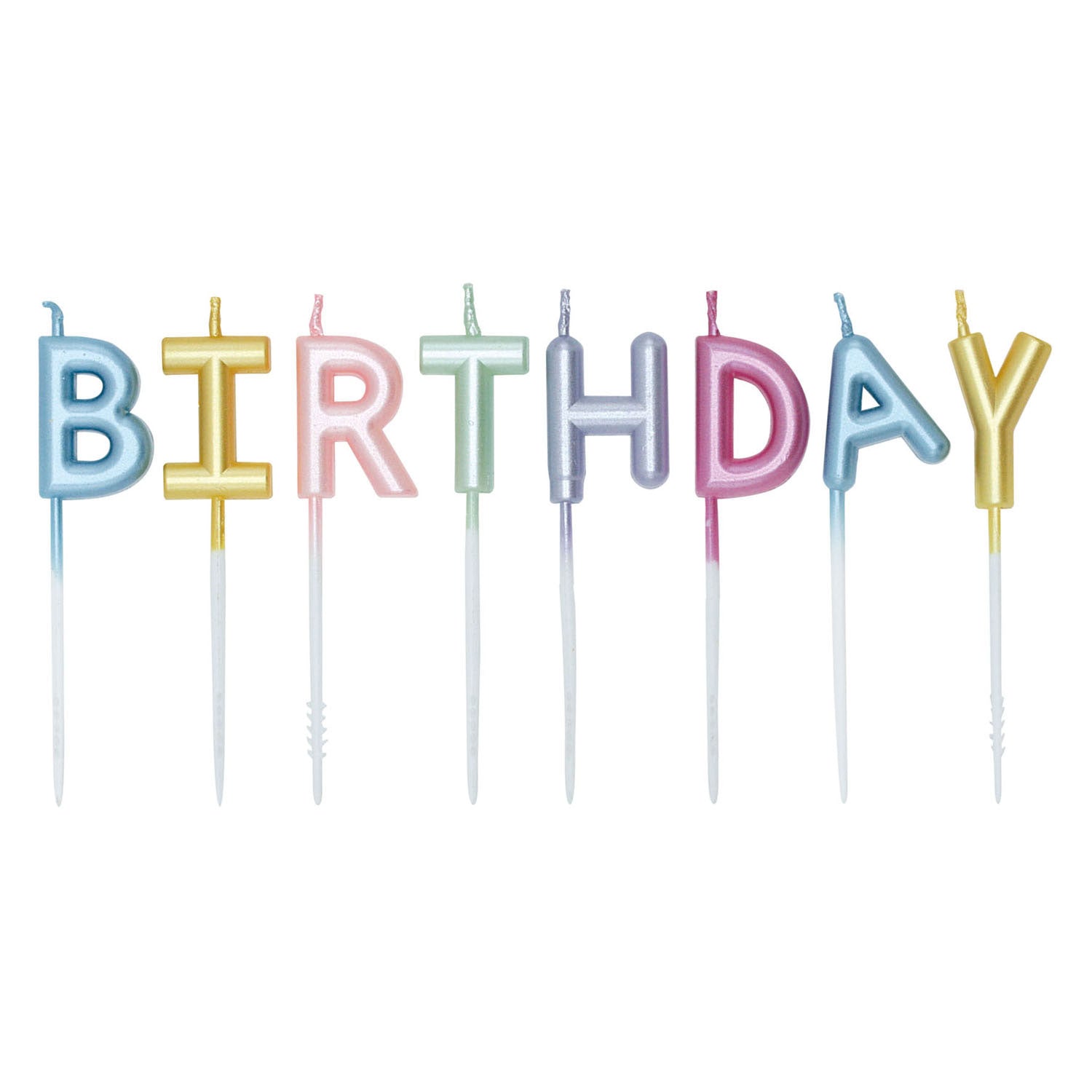 Globos taartkaarsen set happy birthday pastel kleuren