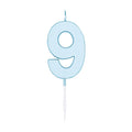 Globos taartkaars 4,5cm pastel blauw no. 9