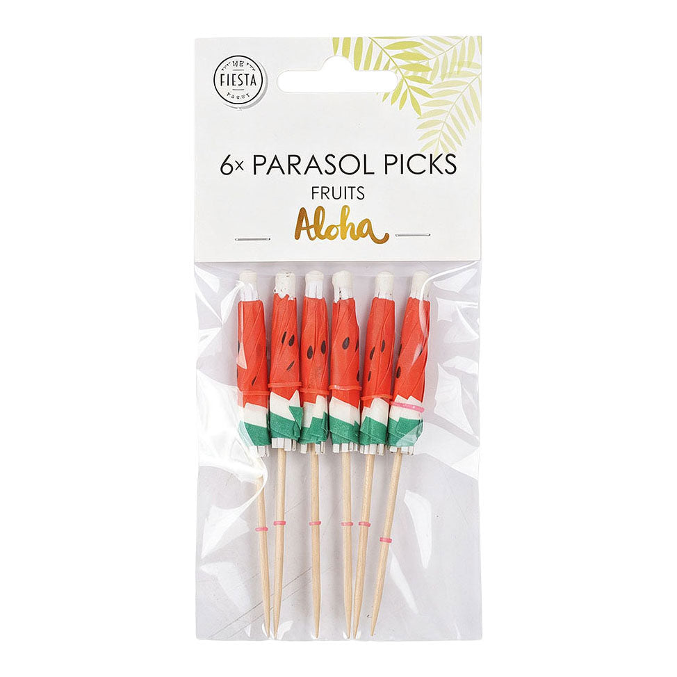 Globos parasol cocktailprikkers van papier aloha - 8cm