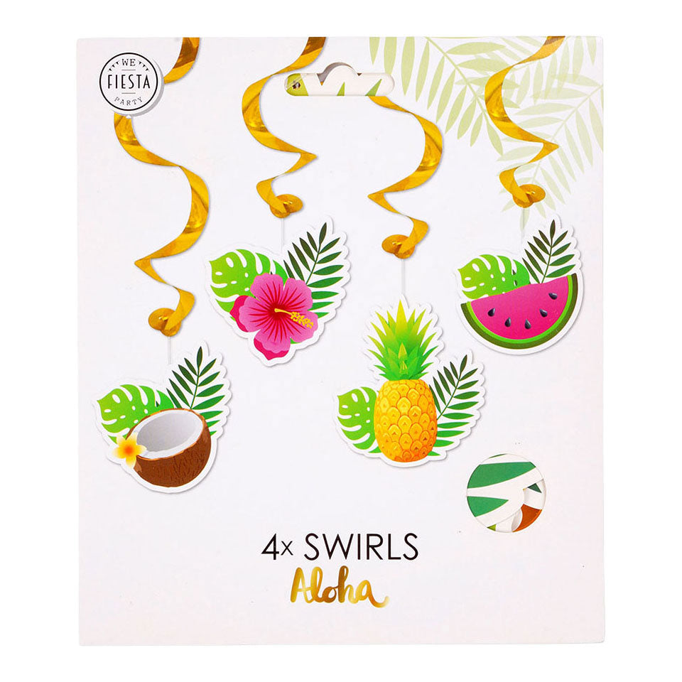 Globos hangende decoratie swirls aloha - 4st.