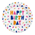 Globos papieren borden 23cm happy birthday - 8st.