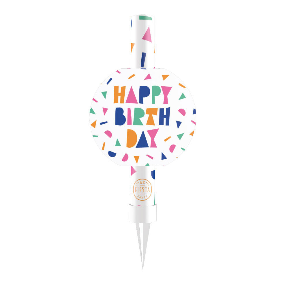 Globos ijsfontein 12cm happy birthday - wit