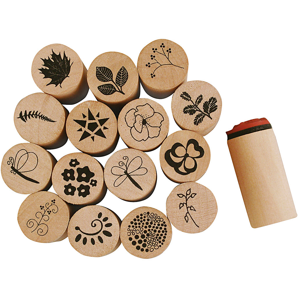 Creativ company deco art stempels bloemen en bladeren, 15dlg.