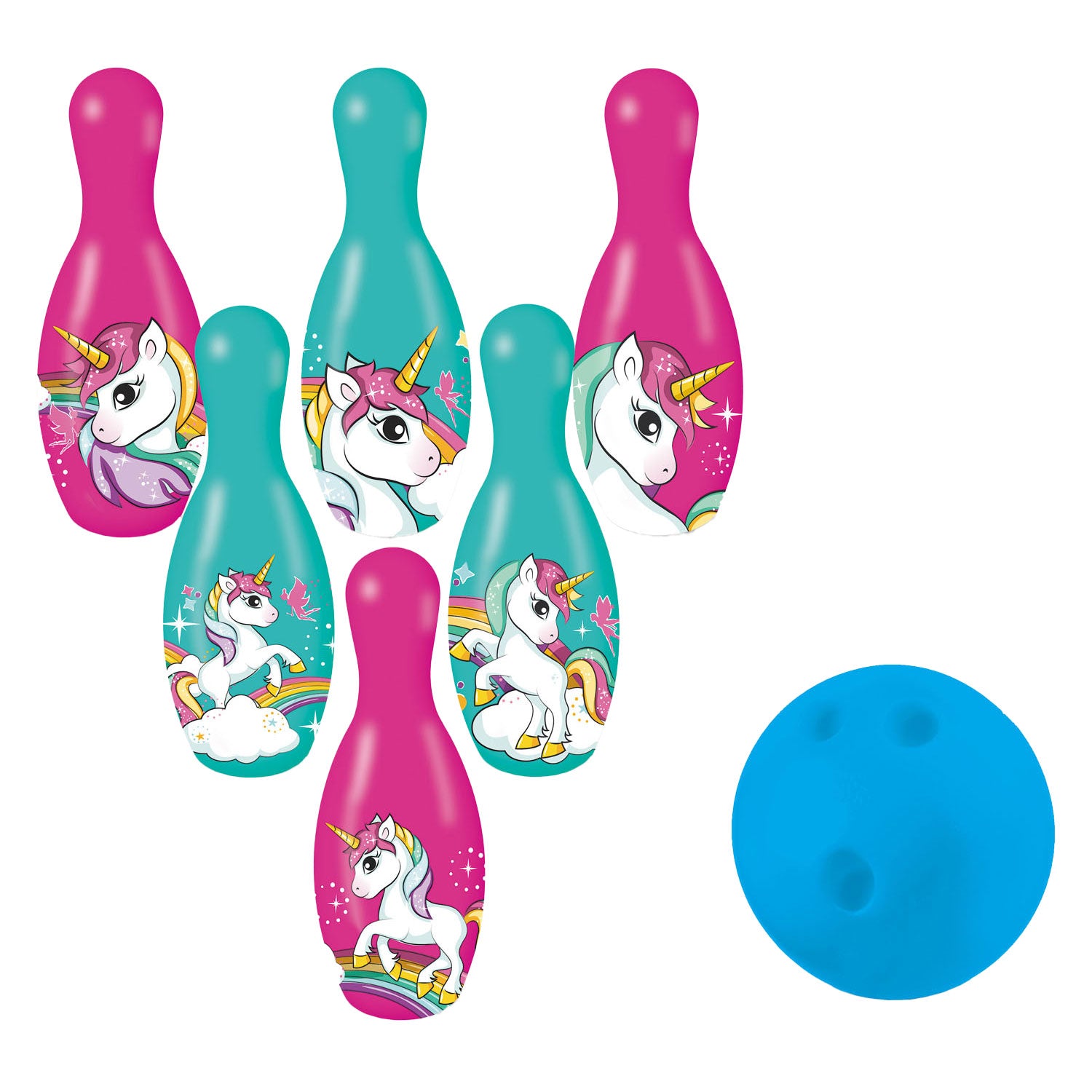 Mondo Bowling-Set Einhorn, 7-teilig.