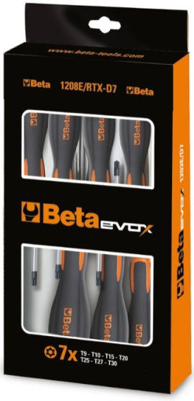 Beta Tools 7-teiliges Schraubendreher-Set für Schrauben mit manipulationssicherem Torx®-Profil<br>