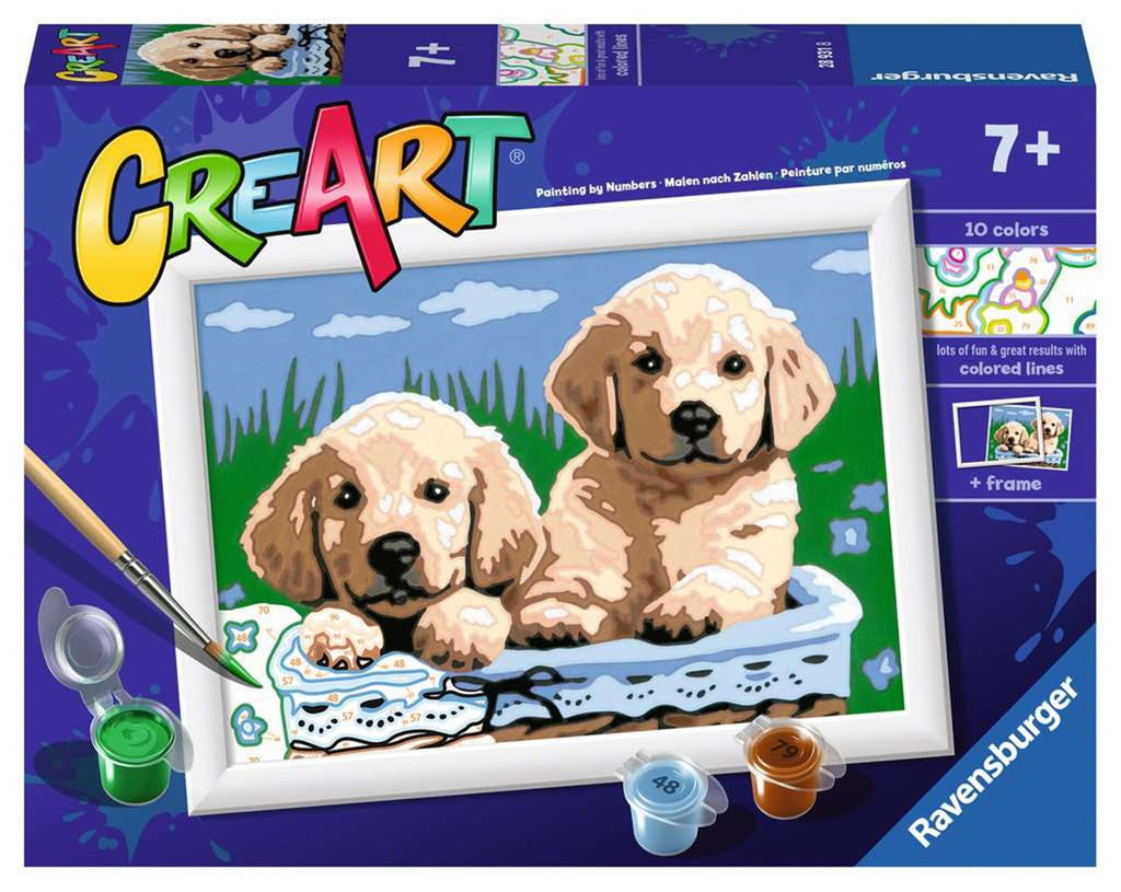 Ravensburger Creart Malen nach Zahlen – Niedliche Welpen