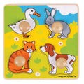 Bigjigs houten mijn eerste noppenpuzzel huisdieren - 4st.