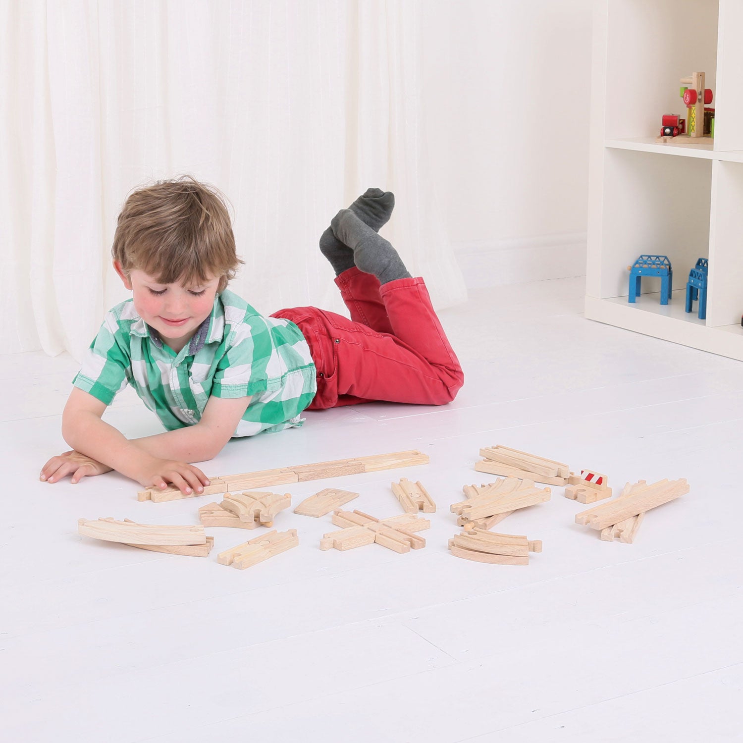 Bigjigs houten rails uitbreidingsset, 25dlg.
