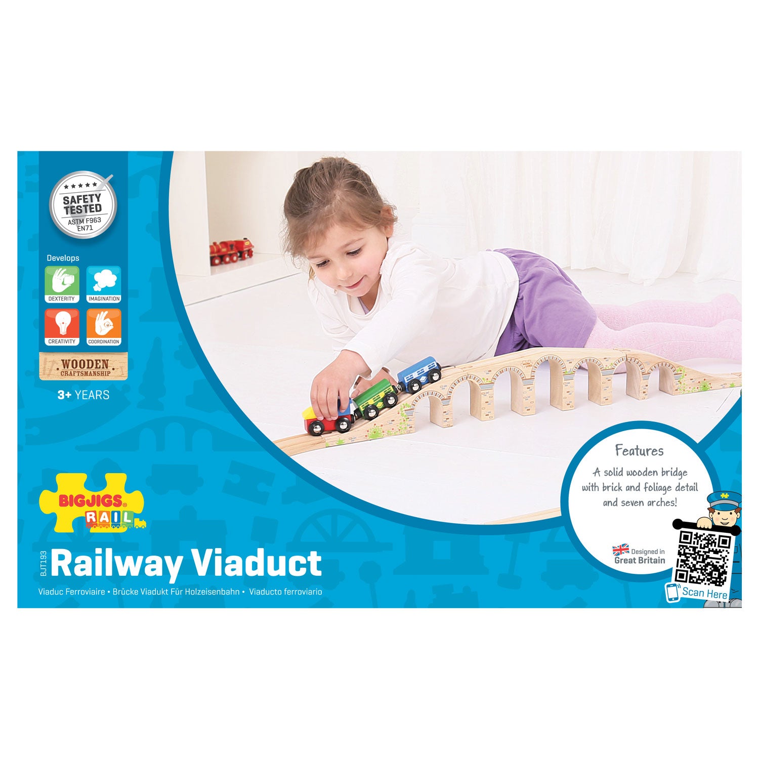 Bigjigs Holzschienen - Eisenbahnviadukt, 3 Stück.