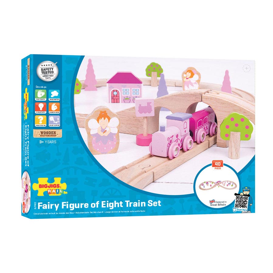 Bigjigs Holzeisenbahn-Set - rosa, 40-teilig.