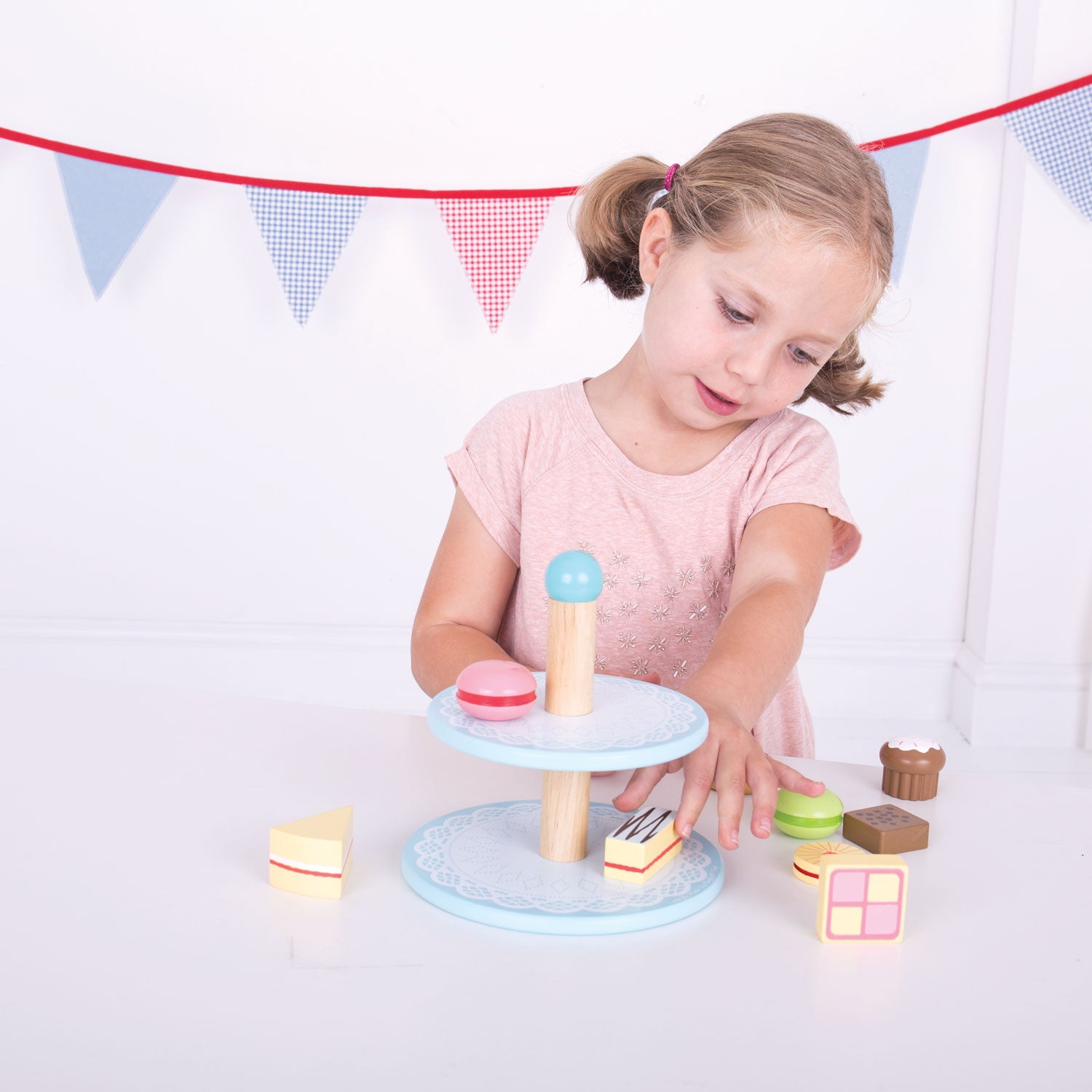 Bigjigs houten etagere met taartjes