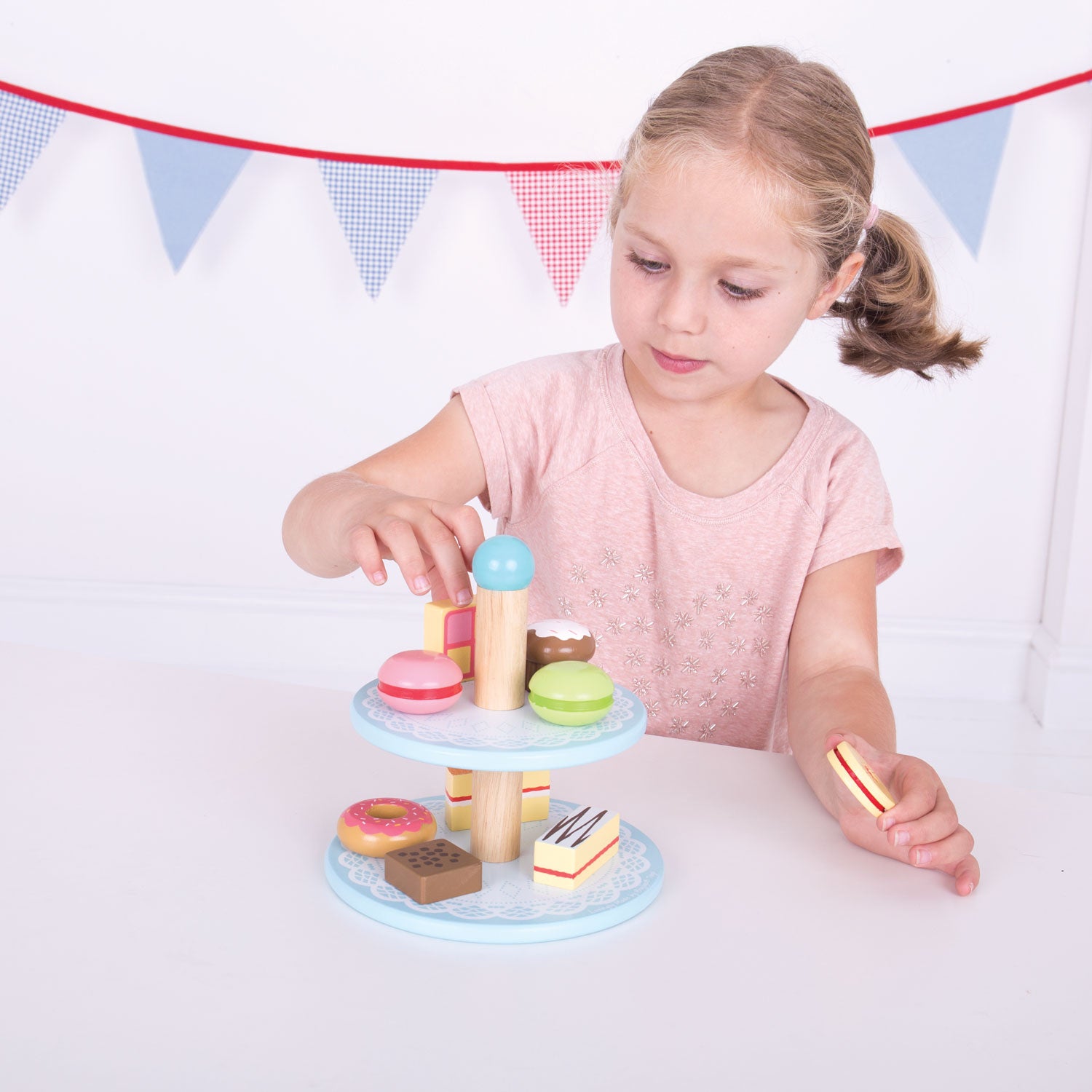 Bigjigs houten etagere met taartjes