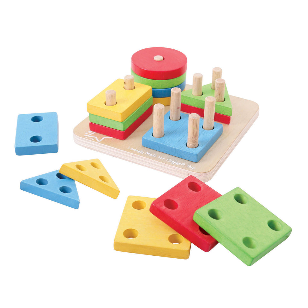Bigjigs houten vormen stapelspel, 17dlg.