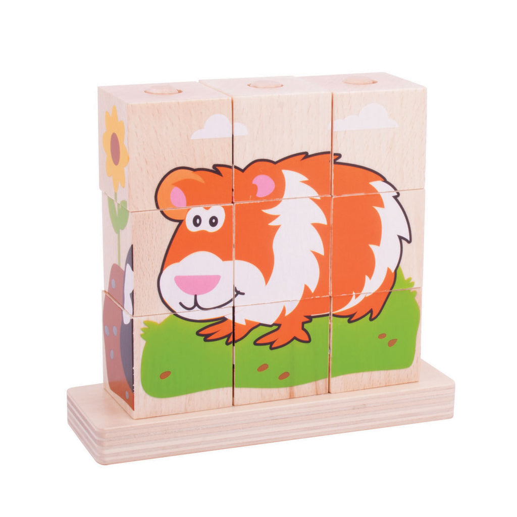 Bigjigs Holzbaustein-Puzzletiere, 10er-Pack