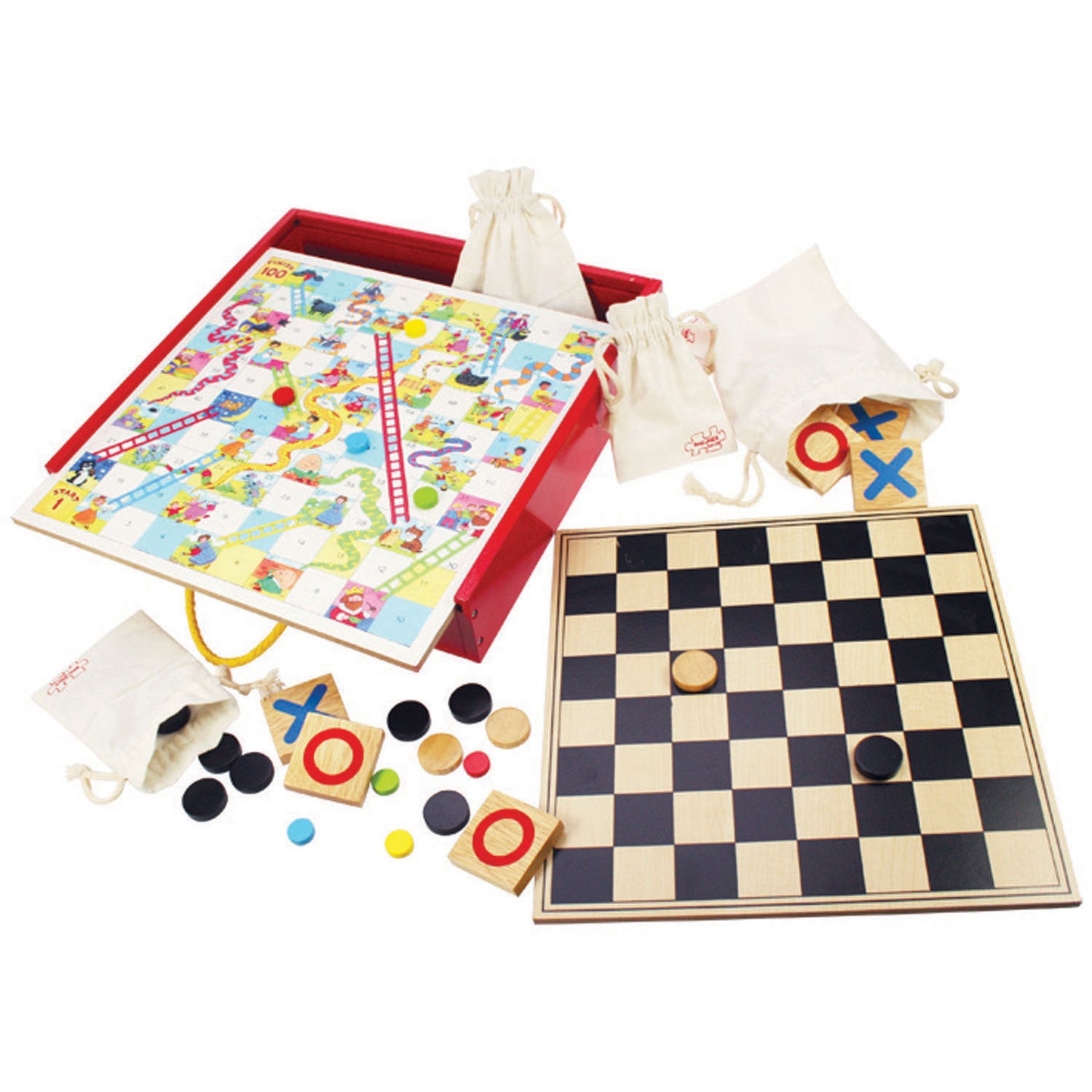 Bigjigs Holzbrettspiele, 4-in-1