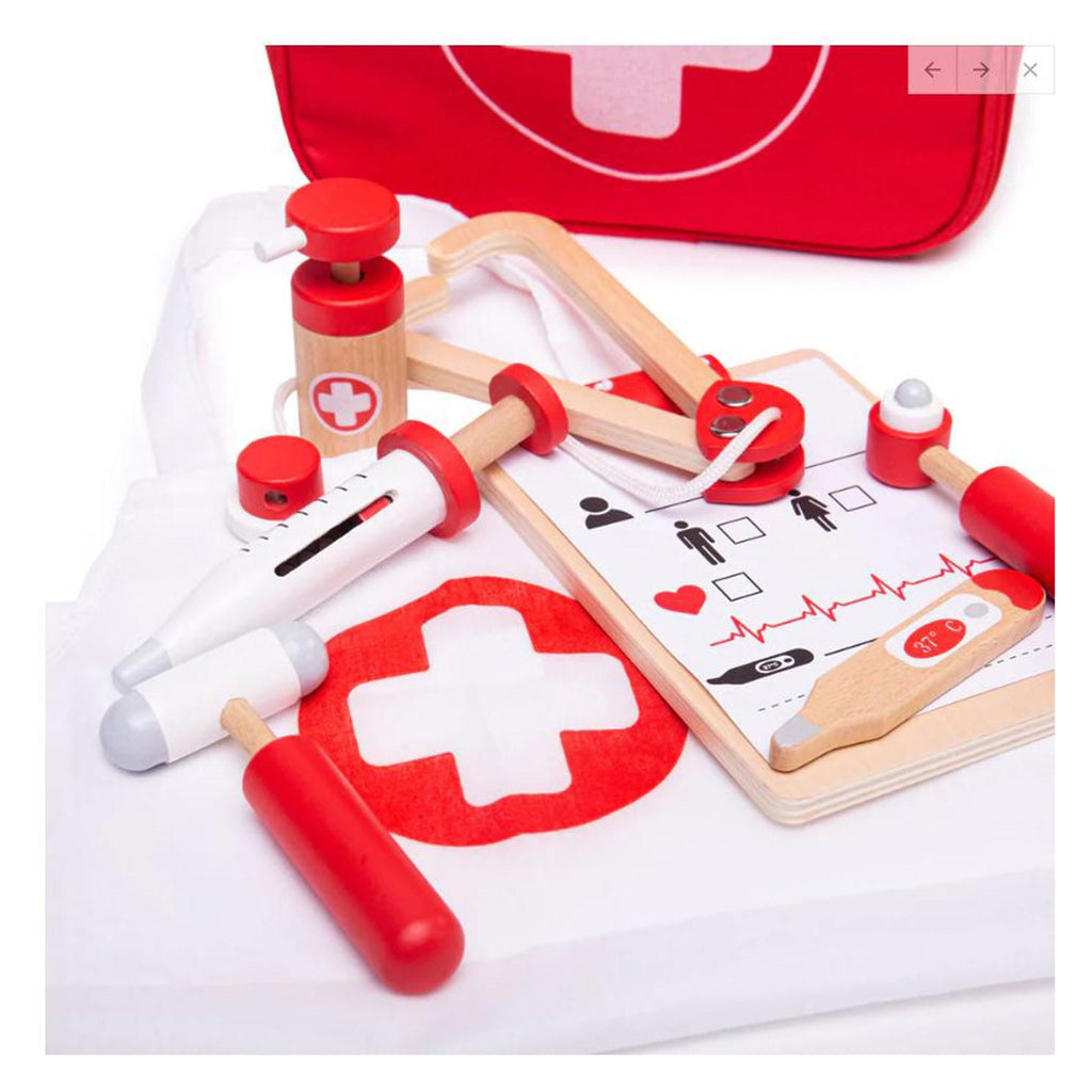 Bigjigs Arztkoffer aus Holz - 10-teilig.
