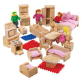 Bigjigs houten poppenfamilie met meubels, 26dlg.