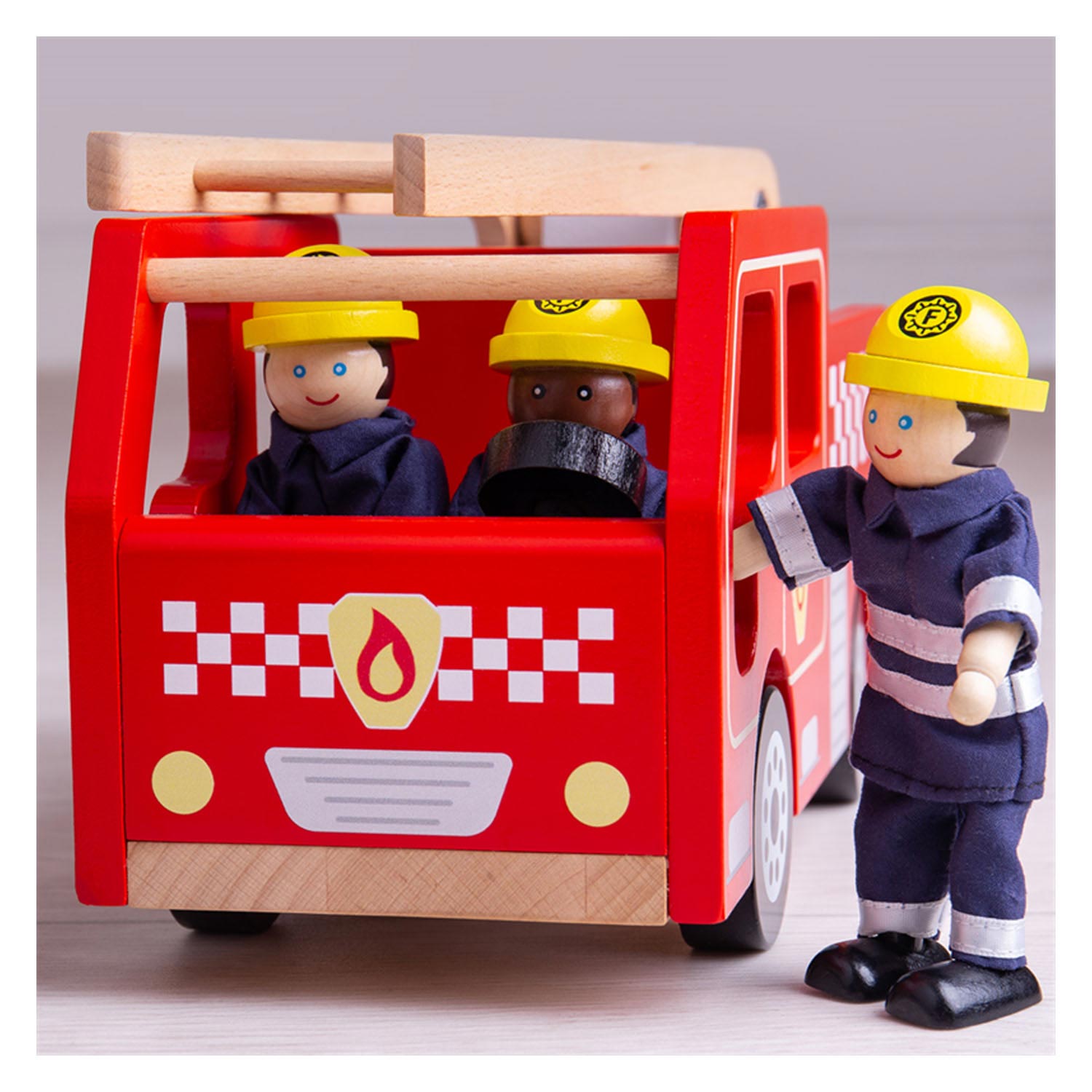 Bigjigs hölzernes Feuerwehrauto