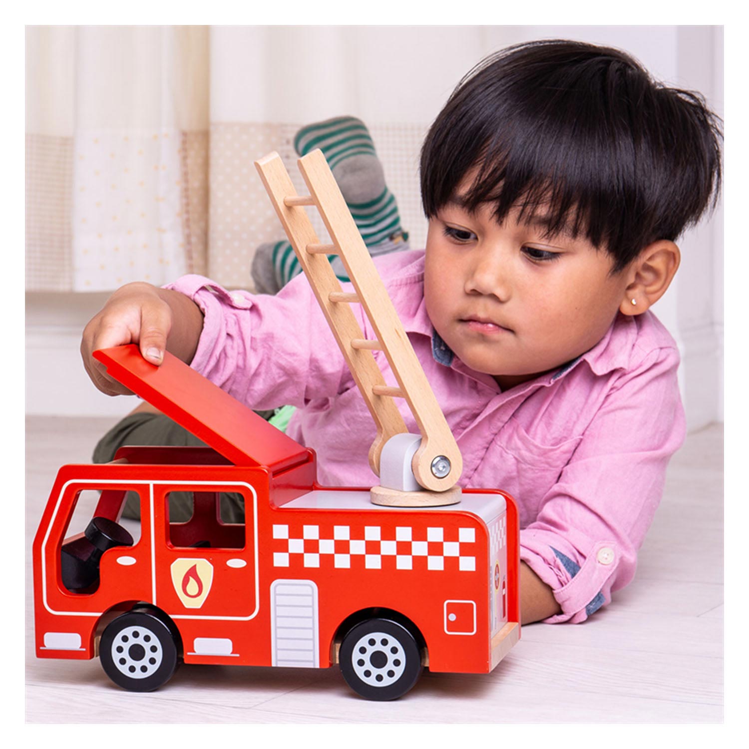 Bigjigs hölzernes Feuerwehrauto