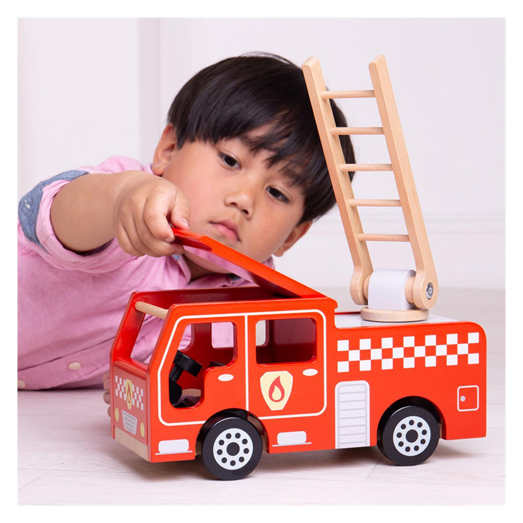 Bigjigs hölzernes Feuerwehrauto
