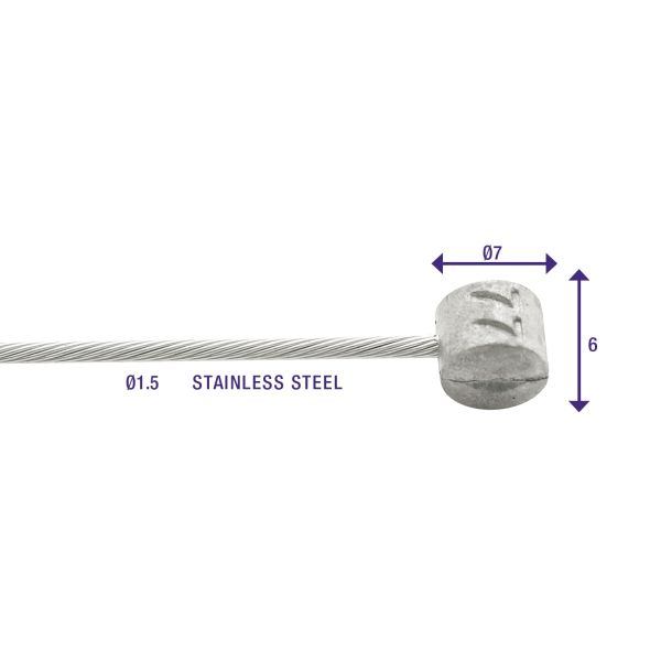 Elvedes 2250 mm Edelstahl Slick Ø1,5 mm T-Nippel-Bremszüge (100 Stück)