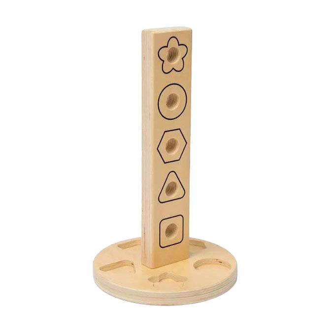 Bigjigs Holz-Schrauben- und Mutternturm, 11-teilig.