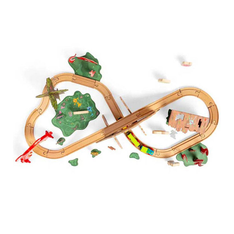 Bigjigs Monster-Eisenbahnset aus Holz, 50-teilig.