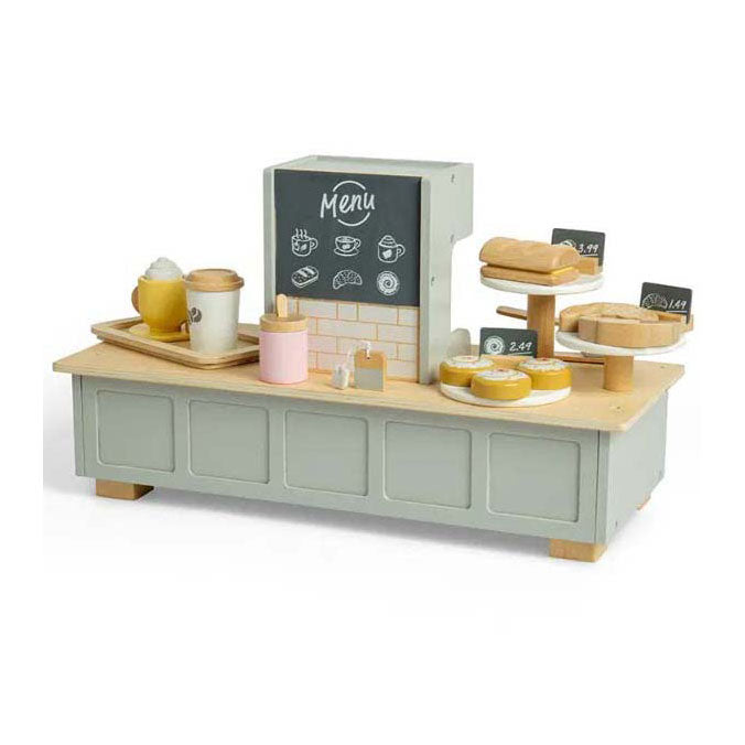 Bigjigs Spielset „Kaffeeecke“ aus Holz, 32-teilig.