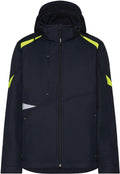Dassy softshell kalama polyester nachtblauw fluogeel 3xl