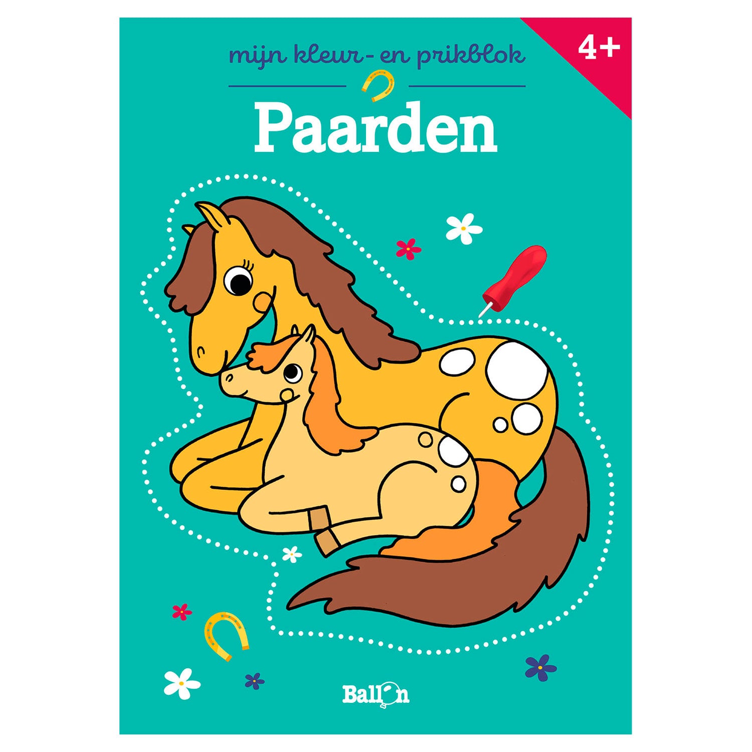 De ballon kleur en prikblok paarden