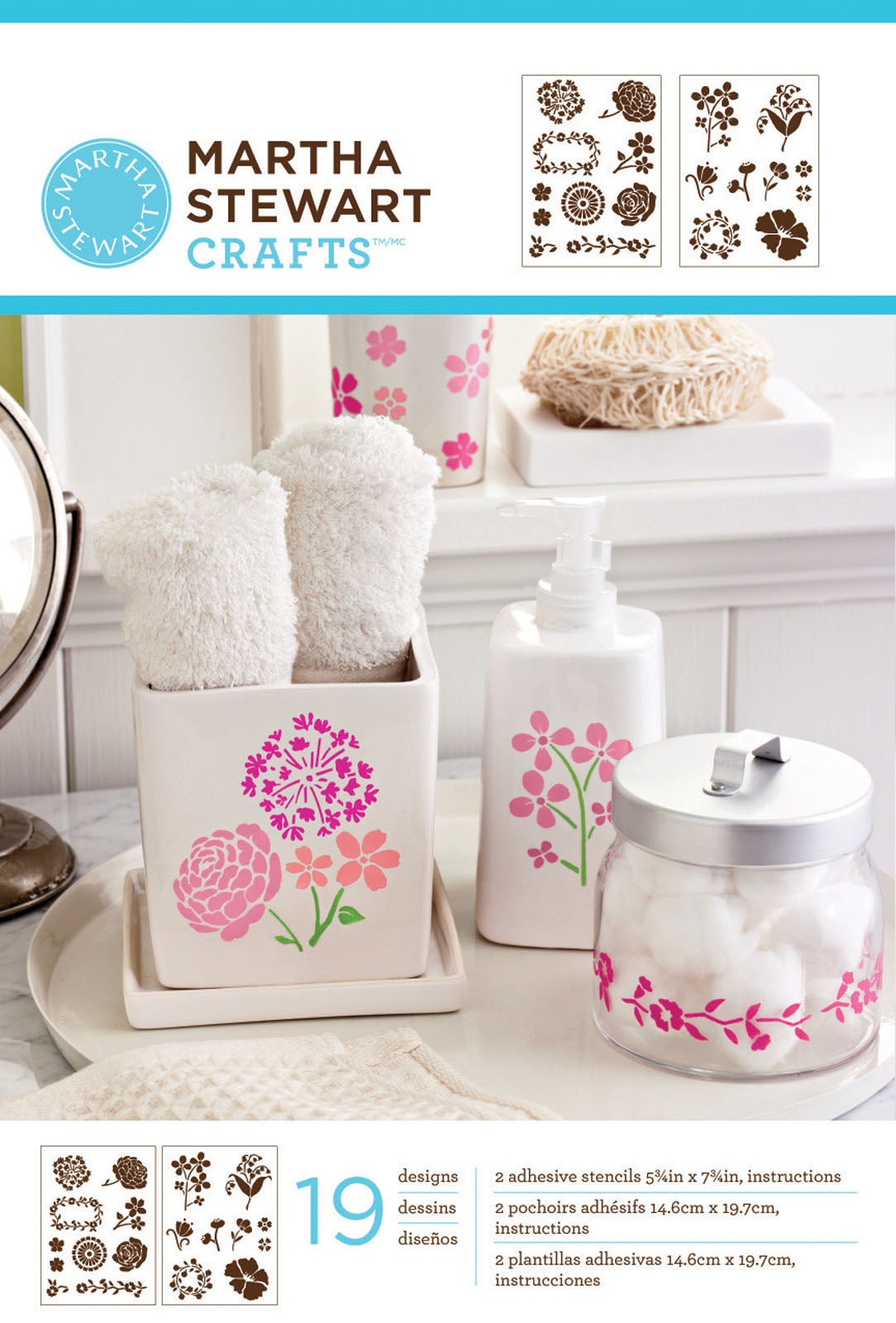 Martha stewart • zelfklevende stencilset bloesems