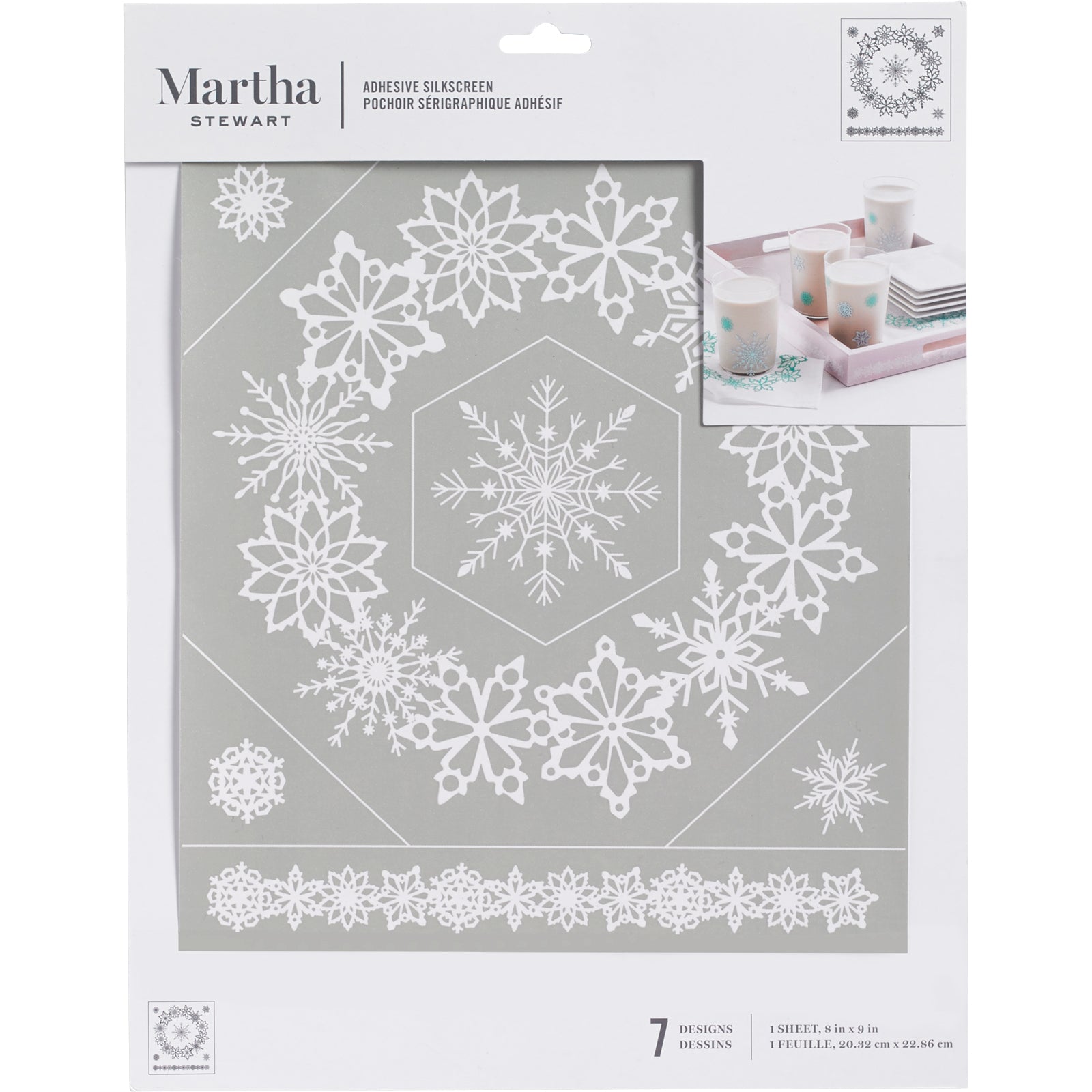 Martha stewart • zelfklevende zeefdruk sneeuwvlok kransen x1