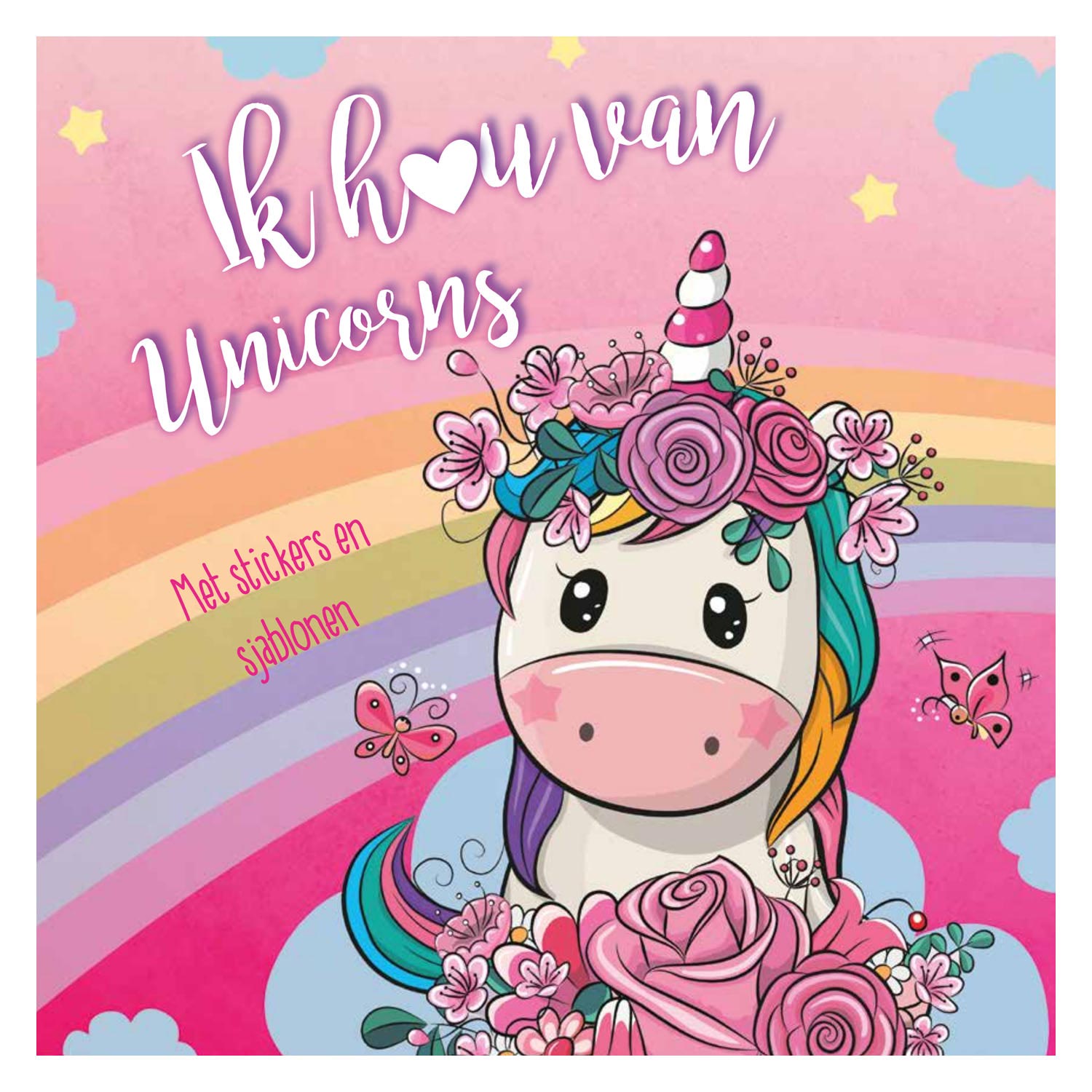 Mondikaarten sticker- en sjablonenboek ik hou van unicorns