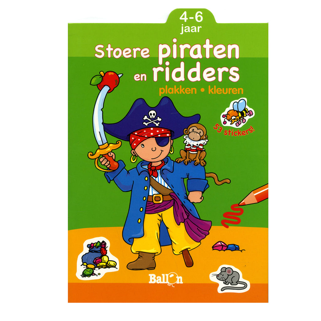 Standaard uitgeverij plakken en kleuren - stoere piraten en ridders, 4-6 jaar