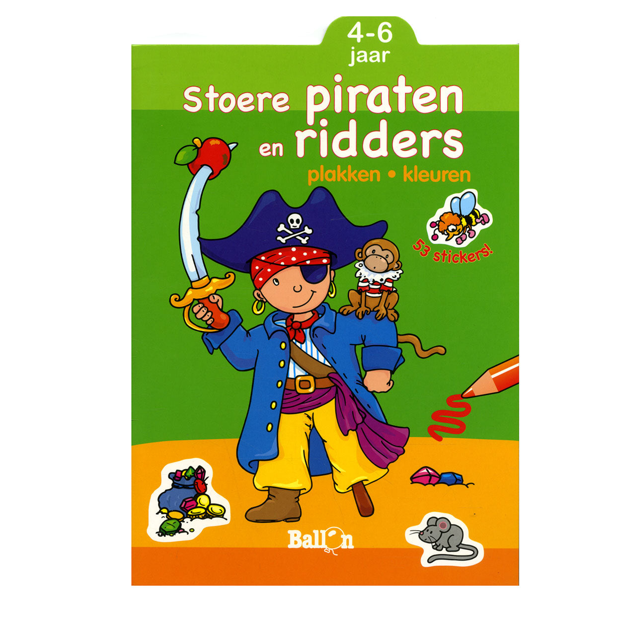 Standaard uitgeverij plakken en kleuren - stoere piraten en ridders, 4-6 jaar
