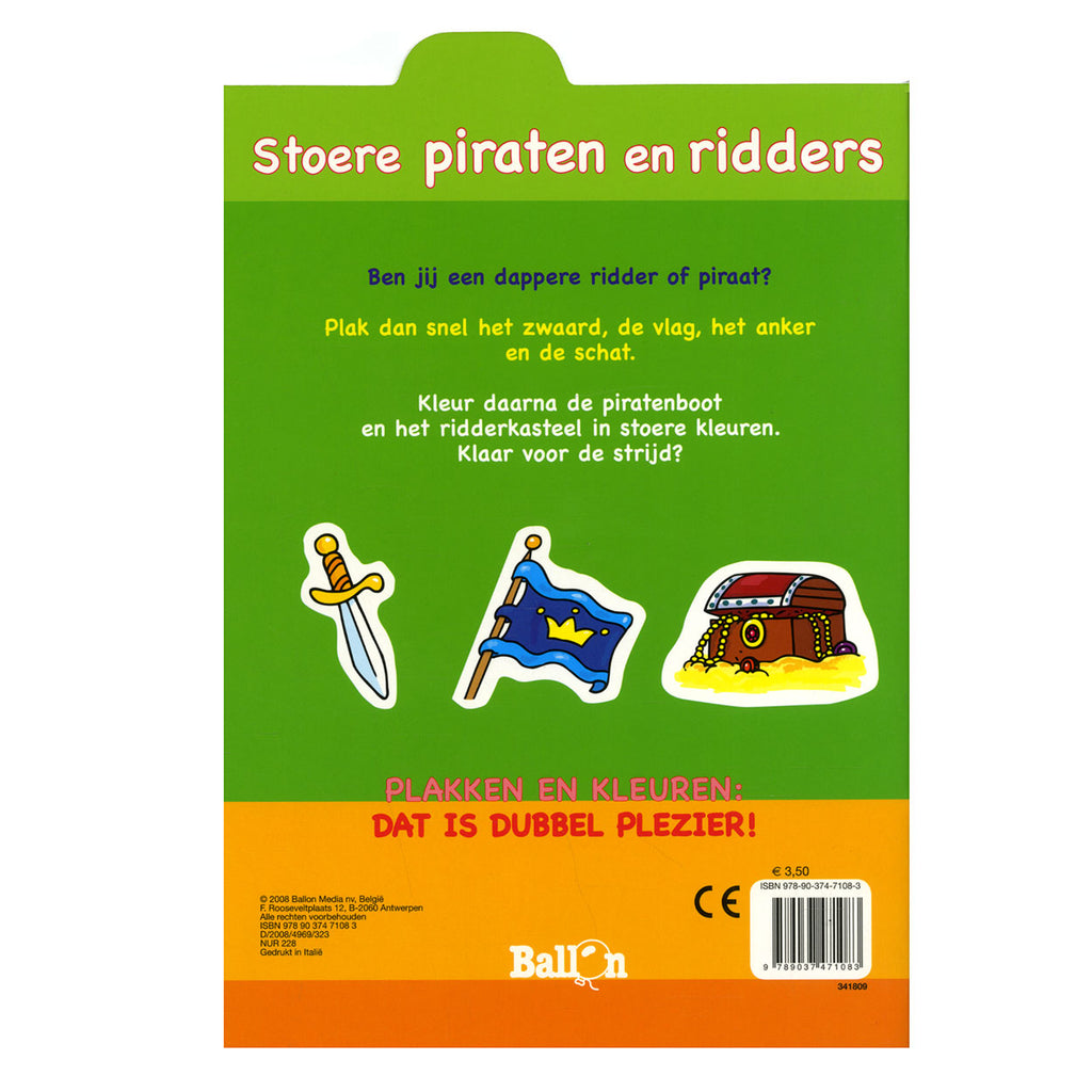 Standaard uitgeverij plakken en kleuren - stoere piraten en ridders, 4-6 jaar
